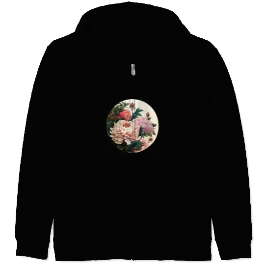 Peony flowers Zip Hoodies