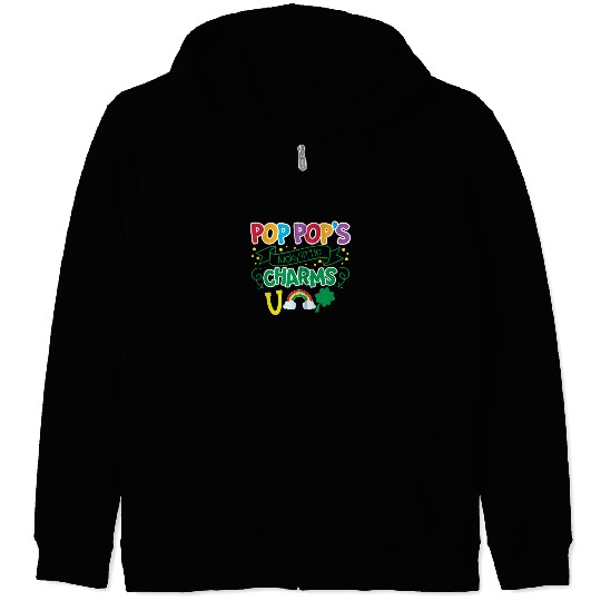Pop Pop's Lucky Little Charms Clover Shamrock Zip Hoodies