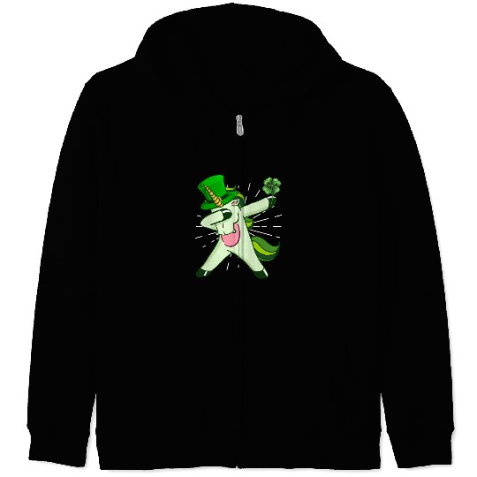 Dabbing unicorn shamrock St. Patrick's Day Zip Hoodies
