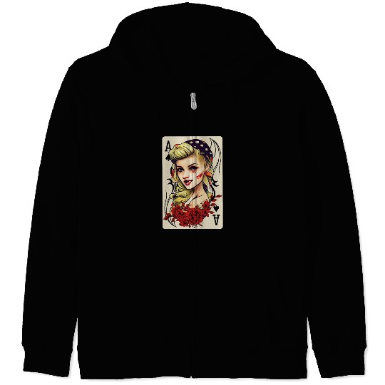Rockabilly 50s Pin Up Zombie Psychobilly Ace Card Zip Hoodies