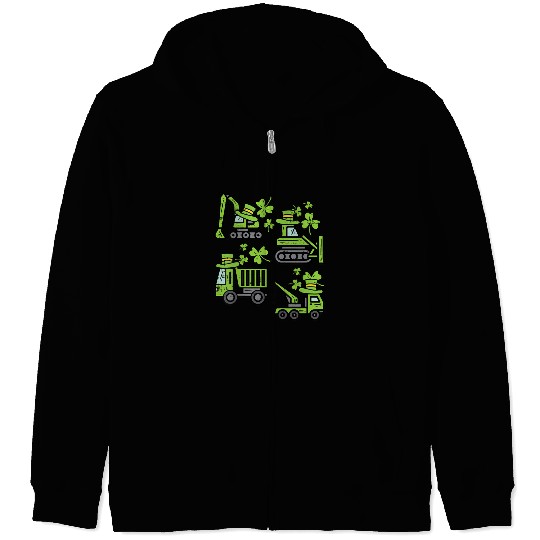 Kids Irish Construction Truck Crane Toddler Boys Zip Hoodies