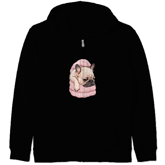 Cozy Naptime with a French Bulldog Zip Hoodies