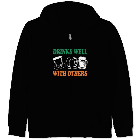 Shamrock Drinks Well With Others St Patrick's Day Zip Hoodies