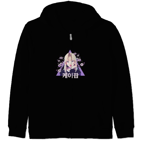 Kpop Girl Fan South Korean Pop Vaporwave Hangul Zip Hoodies