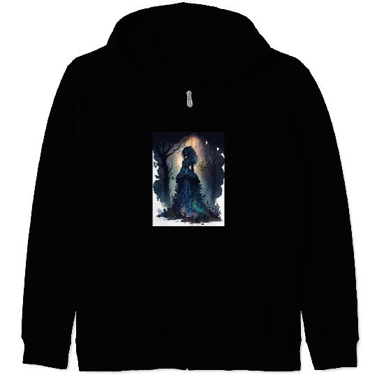 Black Nature Goddess - African American, Woodland Zip Hoodies