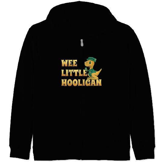 Wee Lil Hooligan loves Dinosaur St Patrick Day Zip Hoodies