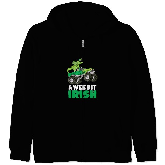 St Patricks Day A Wee Bit Irish T-Rex Truck Zip Hoodies