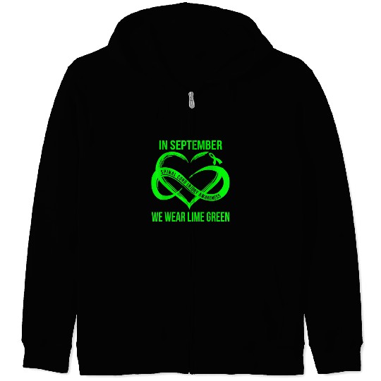 In September We Wear Lime Green Spinal Cord Injury Zip Hoodies