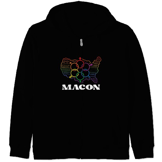 Macon Pride Month Pride Flag LGBT Community LGBTQ Zip Hoodies