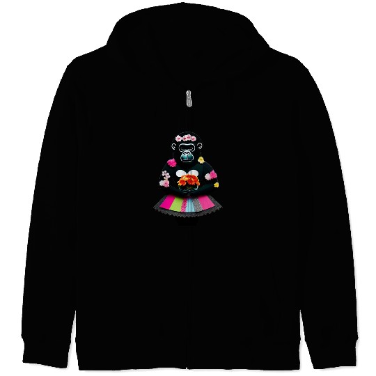 Blooming Beauty A Gorilla with Flowers and Tutu Zip Hoodies