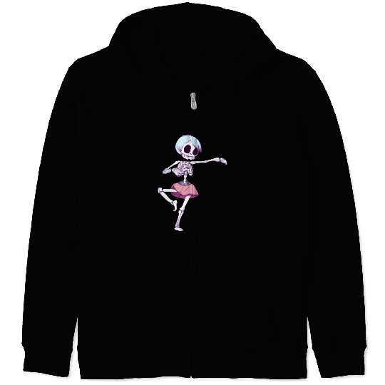 kawaii creepy skeleton girl original Zip Hoodies