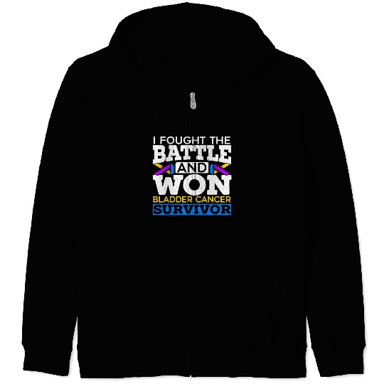 Fought The Battle And Won Bladder Cancer Survivor Zip Hoodies
