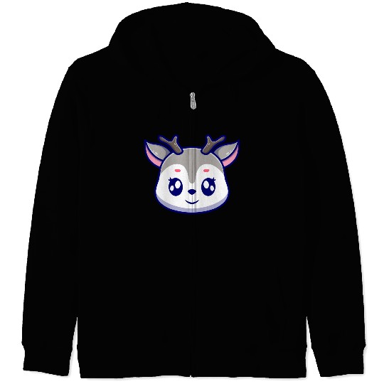 Cute deer cartoon icon illustration gift Zip Hoodies