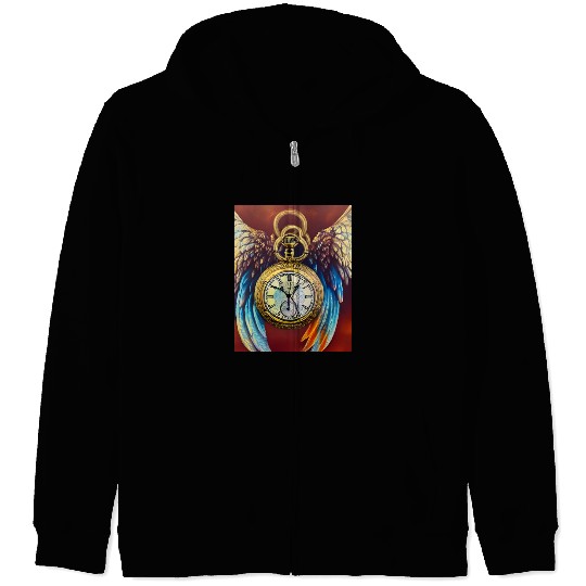 Pocket Watch With Wings Zip Hoodies