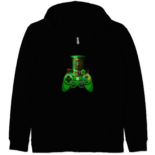 St Patricks Day Video Game Zip Hoodies | Gamer Leprechau