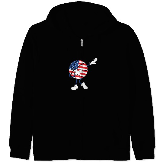 America USA Flag 4th Of July Basketball Player Zip Hoodies