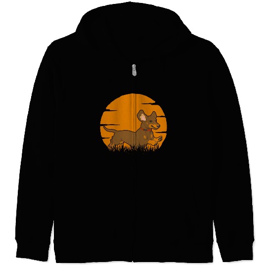 Dachshund Running Sausage Dog Zip Hoodies