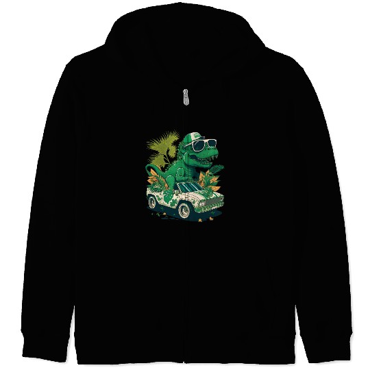 St Patricks Day Dinosaur Monster Truck Trex Zip Hoodies