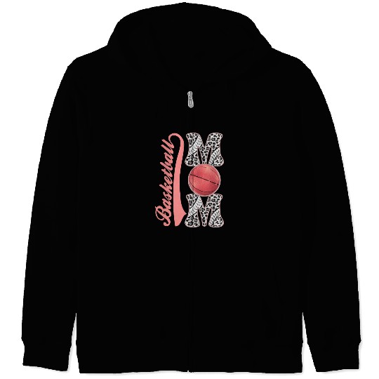 Leopard basketball Mom Women Support kids Players Zip Hoodies