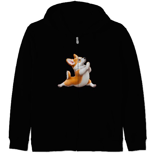 Corgi dog in yoga pose Zip Hoodies