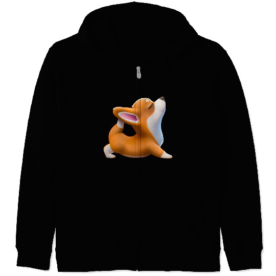Corgi dog in yoga pose Zip Hoodies