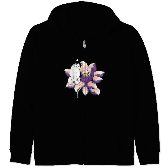 Lotus Cat Zip Hoodies