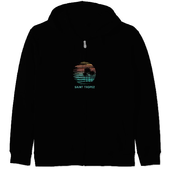 Saint Tropez Cool Souvenir Vacation Artistic Zip Hoodies