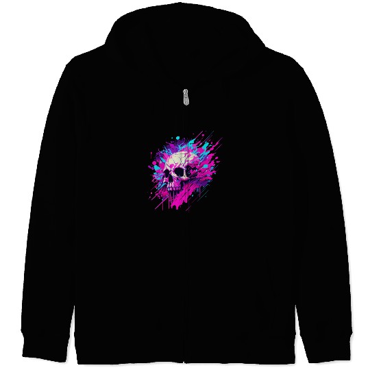 Vaporwave Skull Urban Aesthetic Pastel Goth Street Zip Hoodies
