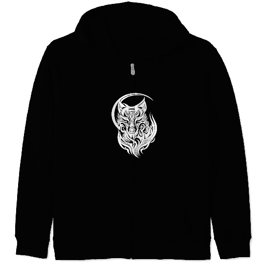 Vintage Wolf Portrait T Tattoo Style Zip Hoodies