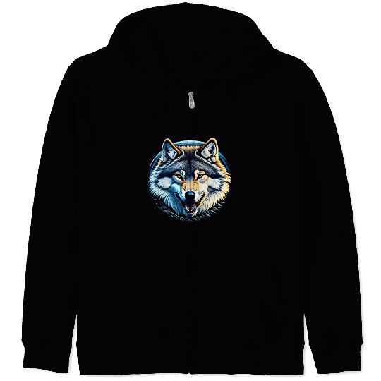A fierce wolf howling at the moon Zip Hoodies