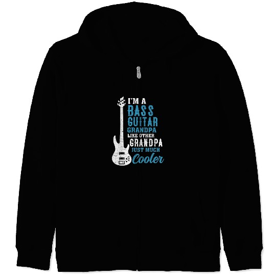 Cool Fathers Day Design Bass Guitar Grandpa Zip Hoodies
