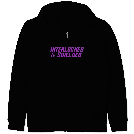 INTERLOCKED & SHIELDED - PURPLE DESIGN Zip Hoodies