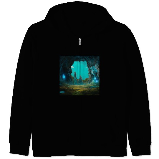 Bioluminescent Underground Landscapes Zip Hoodies