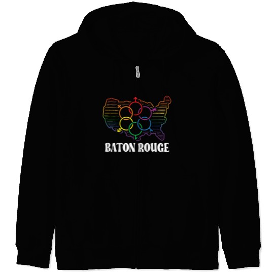 Baton Rouge Pride Month Pride Flag LGBT Community Zip Hoodies