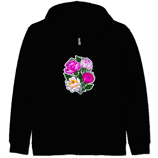 Peony Flower Art Zip Hoodies