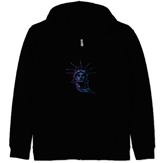 Statue Of Liberty 4th Of July American US Flag Zip Hoodies