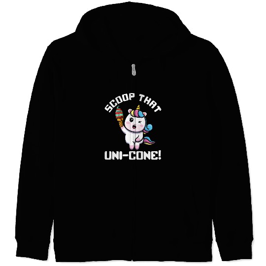 Rainbow Cute Unicorn Ice Cream Lover Mythical Zip Hoodies