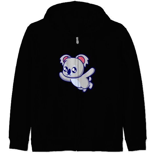 Cute koala cartoon illustration Zip Hoodies