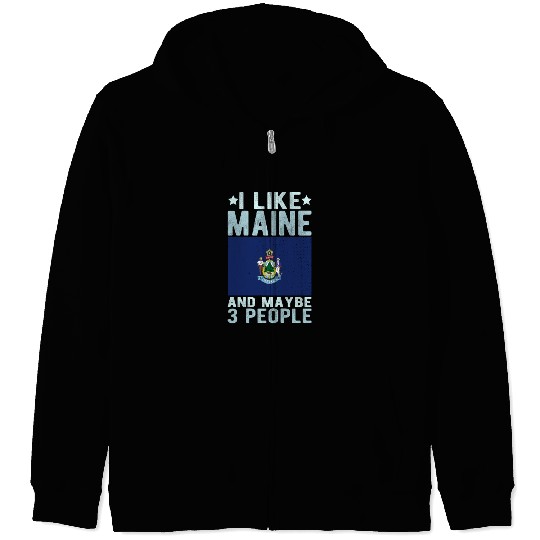 Maine Flag US State Zip Hoodies
