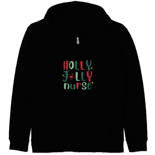 HOLLY JOLLY NURSE 3 Zip Hoodies
