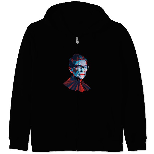 Ruth Bader Ginsburg low polygon design red blue Zip Hoodies