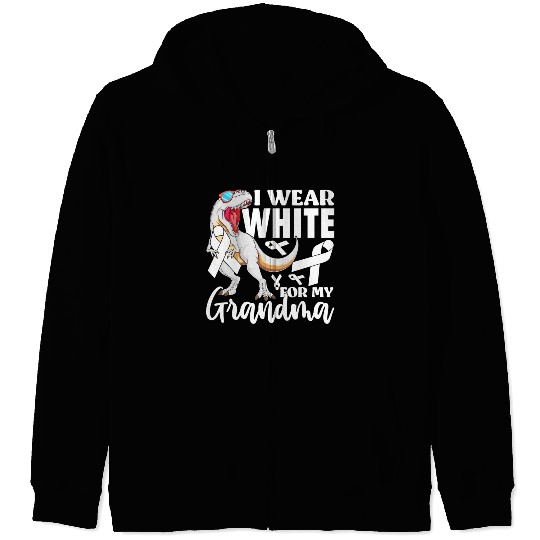 I Wear White For My Grandma Lung Cancer Awareness Zip Hoodies