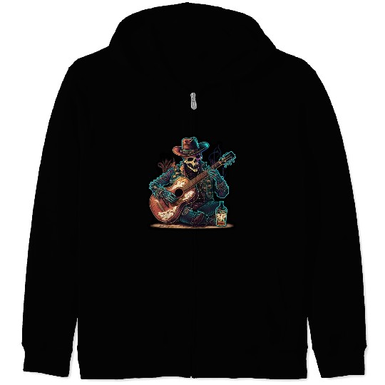 cowboy skeleton play guitar Zip Hoodies