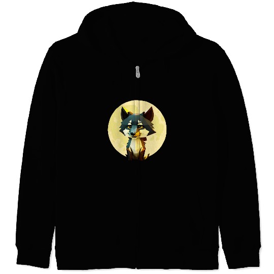 Wolf howling at the moon graphic Zip Hoodies