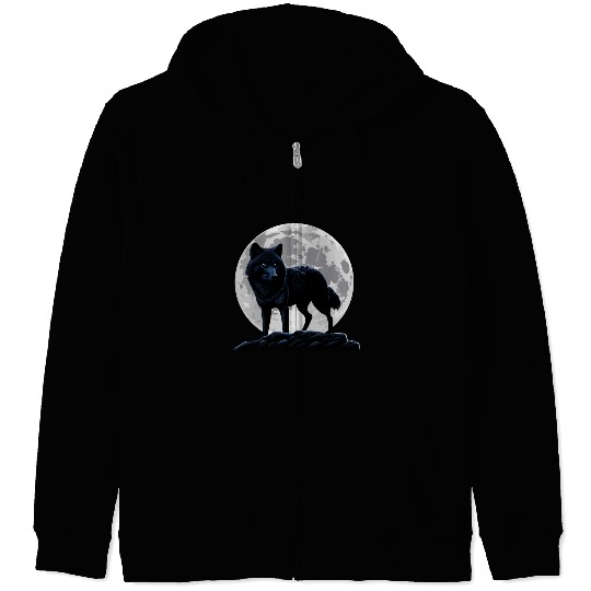 Wolf howling at the moon graphic Zip Hoodies