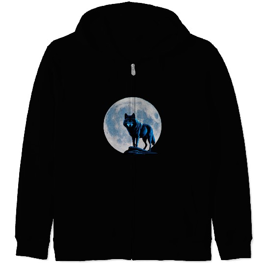 Wolf howling at the moon graphic Zip Hoodies