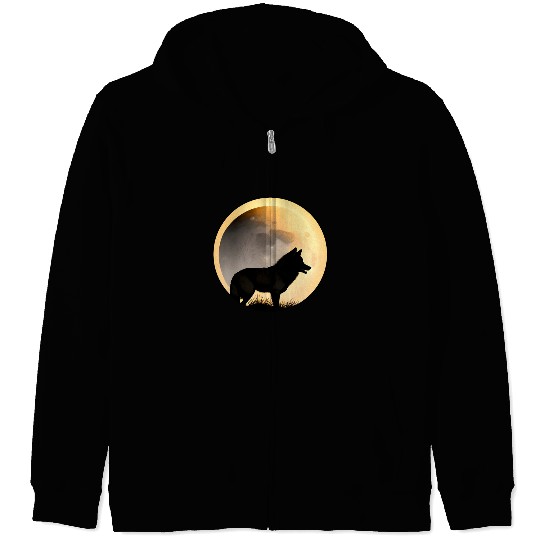 Wolf howling at the moon graphic Zip Hoodies