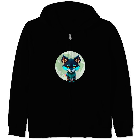 Cute Wolf Moon Graphic Zip Hoodies