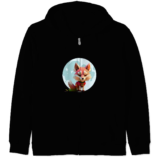 Wolf howling at the moon graphic Zip Hoodies