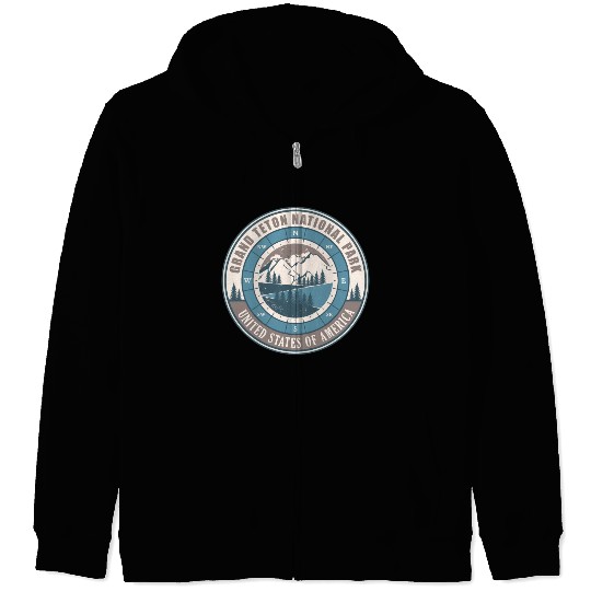 Grand Teton National Park US Vintage Hiking Zip Hoodies